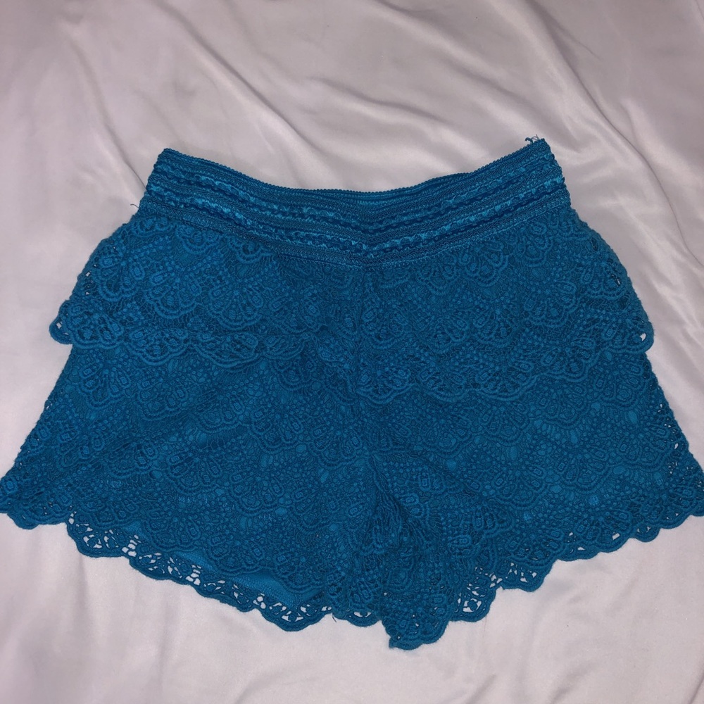 blue lace shorts